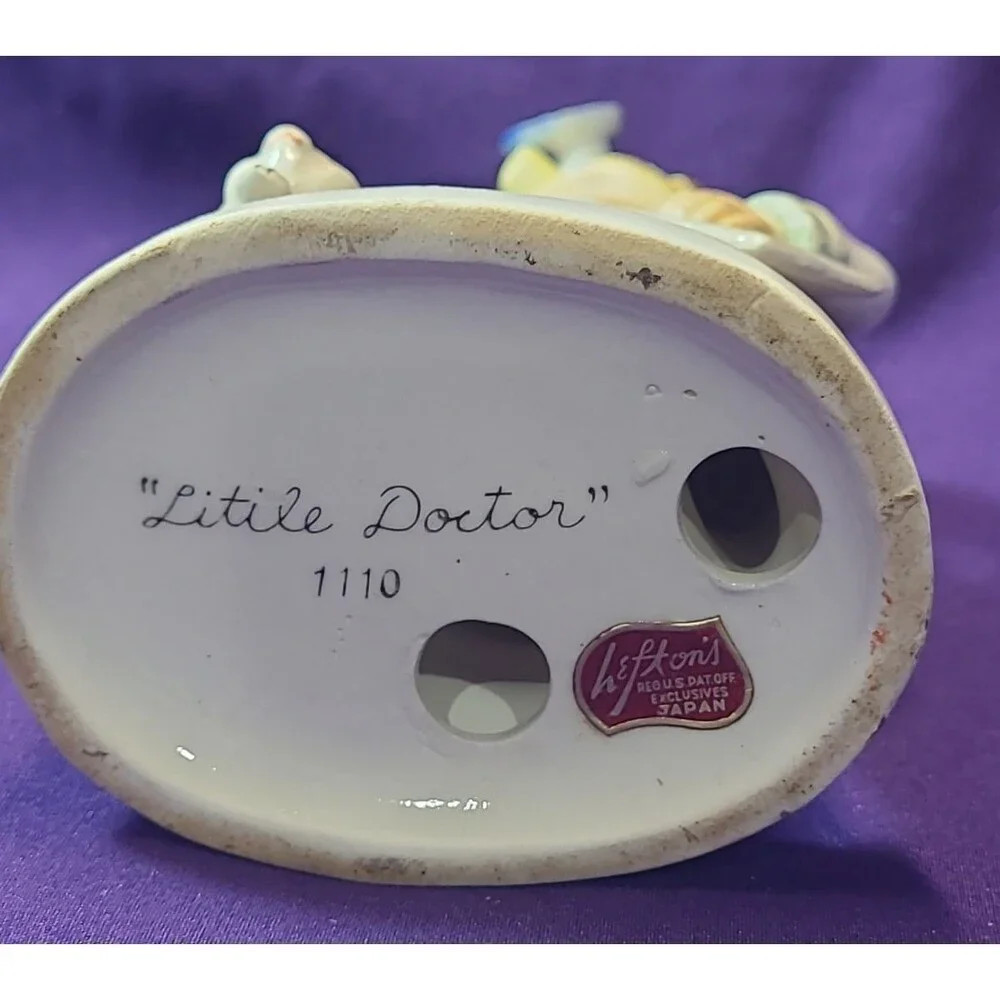 Mid Century Lefton Little Doctor Figurine Boy Dog Medical Theme